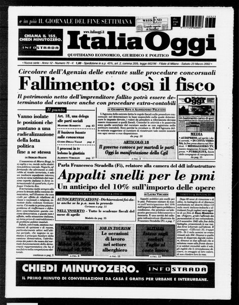 Italia oggi : quotidiano di economia finanza e politica